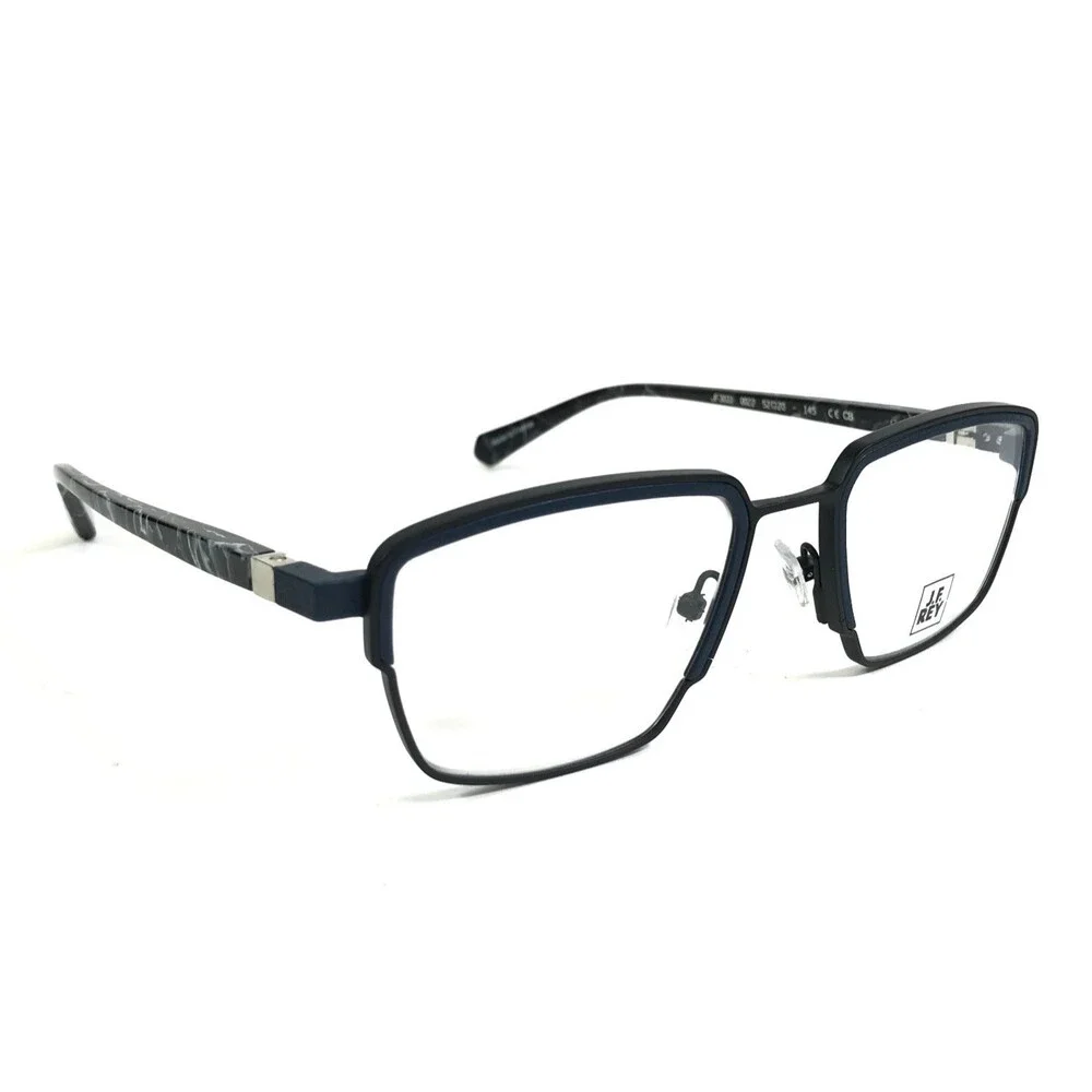 J. F. Rey Eyeglasses Frames JF3031 0022 Matte Black Blue White 52-20-145